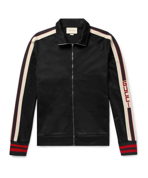GUCCI(グッチ)の「Gucci Webbing-Trimmed Tech-Jersey Track Jacket(トップス・メンズ・Black・M/S/XS/L/XL/XXL)」の1枚目の写真