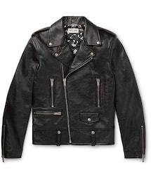 Saint Laurent | SAINT LAURENT Slim-Fit Textured-Leather Biker Jacket(ライダースジャケット)
