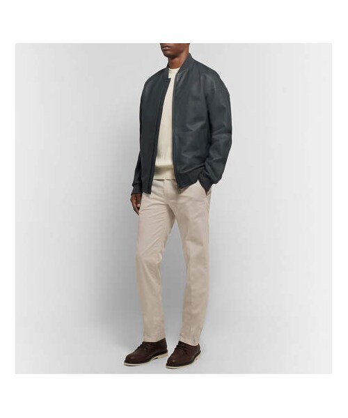 Loro Piana(ロロ・ピアーナ)の「Loro Piana Ivy Rain System Leather Bomber Jacket(ライダースジャケット・メンズ・Gray・L/M)」の3枚目の写真