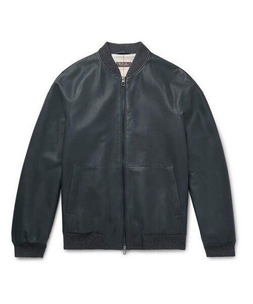 Loro Piana(ロロ・ピアーナ)の「Loro Piana Ivy Rain System Leather Bomber Jacket(ライダースジャケット・メンズ・Gray・L/M)」の1枚目の写真