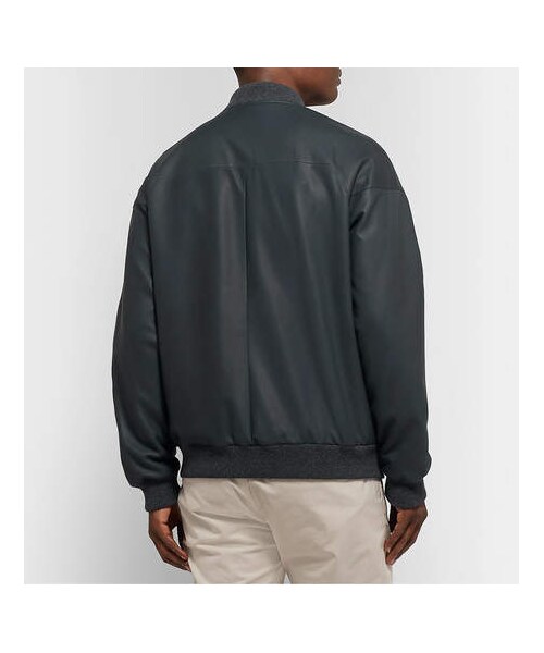 Loro Piana(ロロ・ピアーナ)の「Loro Piana Ivy Rain System Leather Bomber Jacket(ライダースジャケット・メンズ・Gray・L/M)」の4枚目の写真
