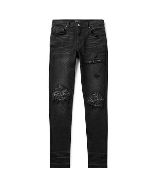 初期AMIRI ブラック スキニージーンズ ダメージ 加工 MX-1 29 AMIRI アミリ MX1 JEANS 蛇腹切替ダメージ加工バイカースキニーデニム