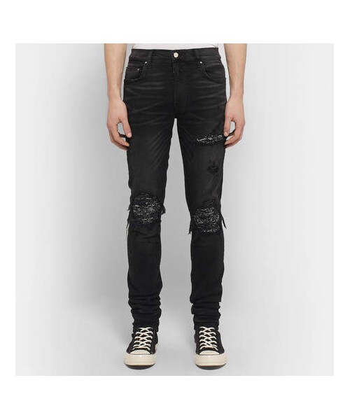 AMIRI（アミリ）の「AMIRI Mx1 Skinny-Fit Panelled Distressed