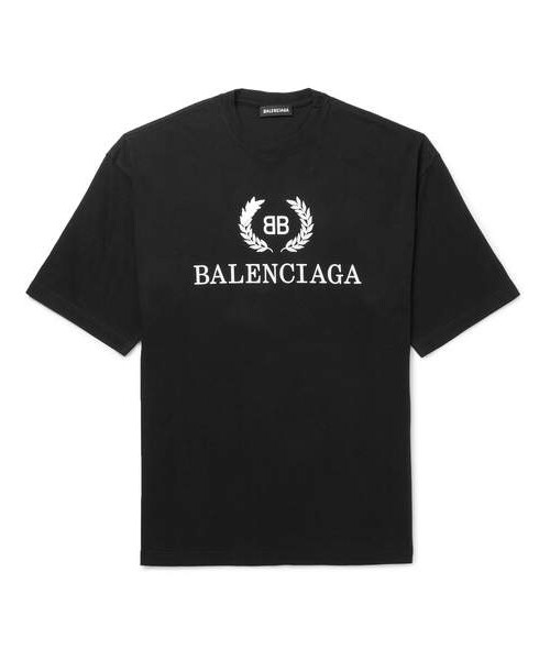 BALENCIAGA(バレンシアガ)の「Balenciaga Oversized Logo-Print Cotton-Jersey T-Shirt(Tシャツ/カットソー・メンズ・Black・XXL/L/XXS)」の1枚目の写真