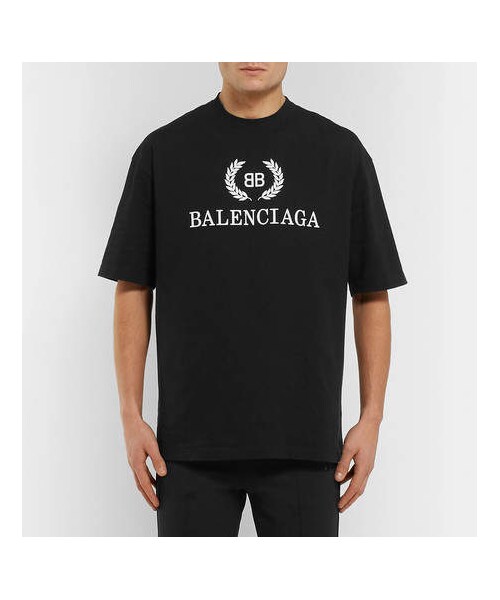 BALENCIAGA(バレンシアガ)の「Balenciaga Oversized Logo-Print Cotton-Jersey T-Shirt(Tシャツ/カットソー・メンズ・Black・XXL/L/XXS)」の5枚目の写真