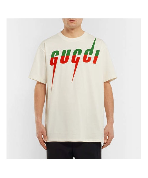 GUCCI（グッチ）の「Gucci Oversized Logo-Print Cotton-Jersey T-Shirt（Tシャツ/カットソー・メンズ・White・XXL/XL/M）」の5枚目の写真