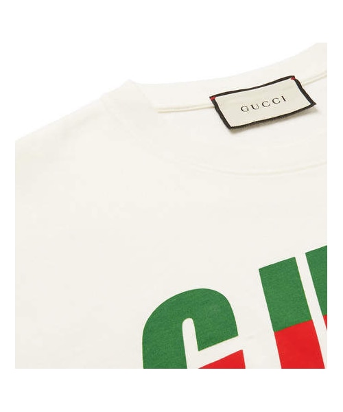 GUCCI（グッチ）の「Gucci Oversized Logo-Print Cotton-Jersey T-Shirt（Tシャツ/カットソー・メンズ・White・XXL/XL/M）」の2枚目の写真