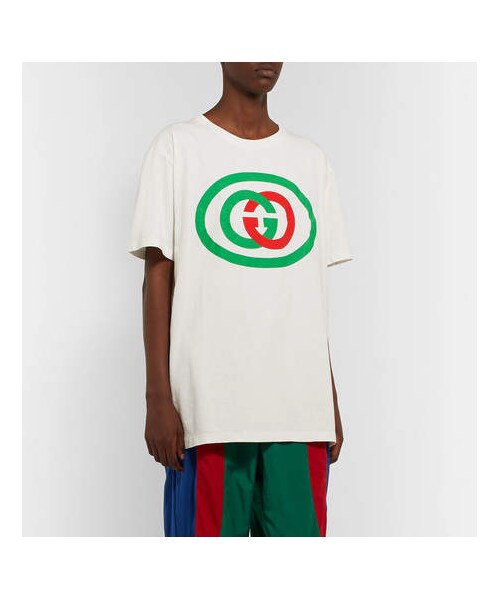 GUCCI（グッチ）の「Gucci Oversized Logo-Print Cotton-Jersey T-Shirt（Tシャツ/カットソー・メンズ・White・XL/XXL/XXXL/L/M/S）」の5枚目の写真