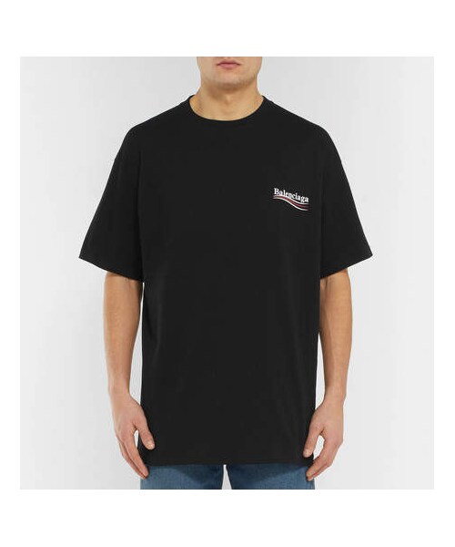 BALENCIAGA（バレンシアガ）の「Balenciaga Oversized Logo-Print Cotton-Jersey T-Shirt（Tシャツ/カットソー・メンズ・Black・M/L/XXL/XL）」の3枚目の写真