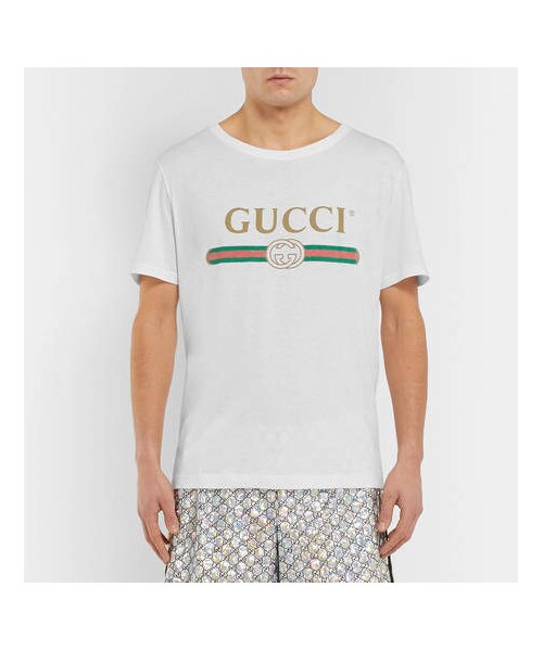 GUCCI（グッチ）の「Gucci Distressed Printed Cotton-Jersey T-Shirt（Tシャツ/カットソー・メンズ・White・XXL/L/M/XL/XXXL）」の2枚目の写真