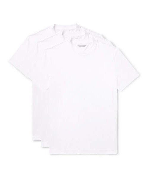 PRADA(プラダ)の「Prada Three-Pack Slim-Fit Cotton-Jersey T-Shirts(Tシャツ/カットソー・メンズ・White・XS/XXL/S/L/XL)」の1枚目の写真