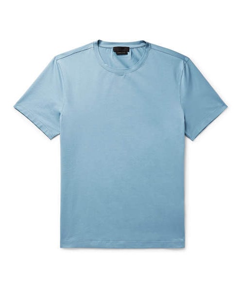 Tシャツ・カットソー PRADA BLUE COTTON JERSEY T-SHIRT PRADA（プラダ）の「Prada Stretch-Cotton Jersey T-Shirt（T