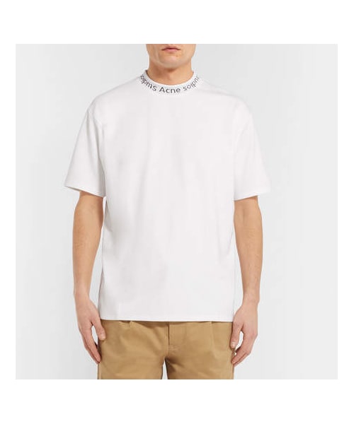 Acne Studios(アクネストゥディオズ)の「Acne Studios Navid Logo-Print Stretch-Jersey T-Shirt(Tシャツ/カットソー・メンズ・White・M/L/S)」の4枚目の写真