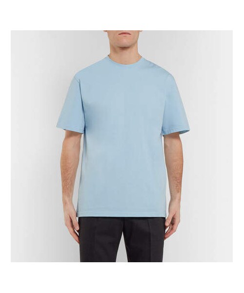 STUDIO NICHOLSON（スタジオニコルソン）の「Studio Nicholson Letra Mercerised Cotton-Jersey T-Shirt（Tシャツ/カットソー・メンズ・Blue・S）」の5枚目の写真