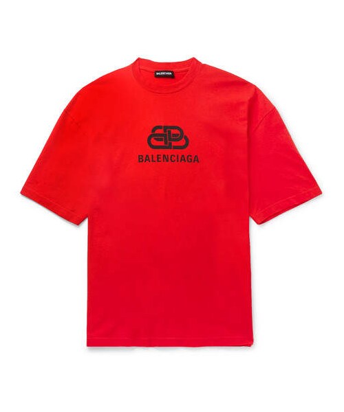 BALENCIAGA(バレンシアガ)の「Balenciaga Logo-Print Cotton-Jersey T-Shirt(Tシャツ/カットソー・メンズ・Red・M/XL/L/S/XS)」の1枚目の写真