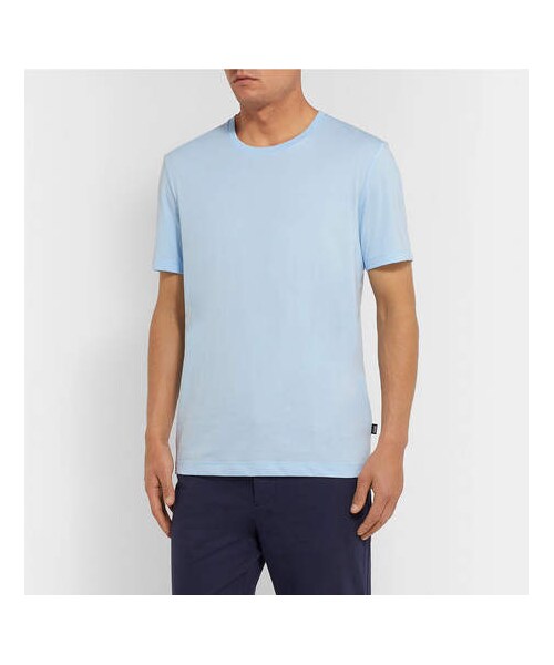 HUGO BOSS（ヒューゴボス）の「Hugo Boss Slim-Fit Cotton-Jersey T-Shirt（Tシャツ/カットソー・メンズ・Blue・M/XL/L）」の5枚目の写真