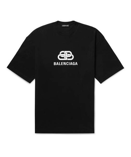 BALENCIAGA(バレンシアガ)の「Balenciaga Oversized Logo-Print Cotton-Jersey T-Shirt(Tシャツ/カットソー・メンズ・Black・XL/XS/S/L/XXS)」の1枚目の写真