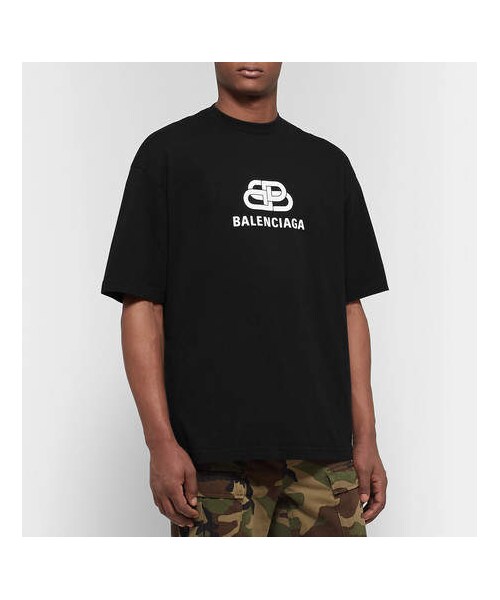 BALENCIAGA(バレンシアガ)の「Balenciaga Oversized Logo-Print Cotton-Jersey T-Shirt(Tシャツ/カットソー・メンズ・Black・XL/XS/S/L/XXS)」の2枚目の写真