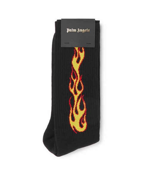 Palm Angels（パームエンジェルス）の「Palm Angels Intarsia Stretch Cotton-Blend Socks（ソックス/靴下・メンズ・Black・One Size）」の3枚目の写真