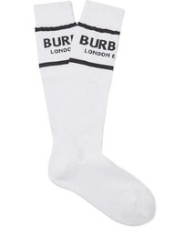 Burberry Ribbed Logo-Intarsia Stretch Cotton-Blend Socks
