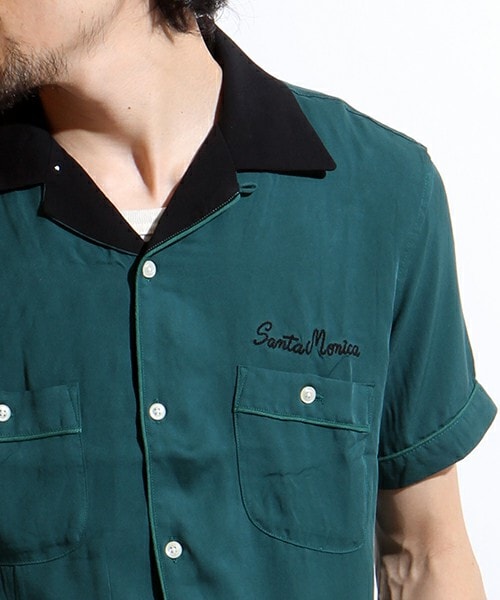 FREAK'S STORE ヒョウ柄　レーヨン シャツ ボーリングシャツ　黒　M VINTAGE ボーリングシャツ SOLID/オープンカラーシャツ