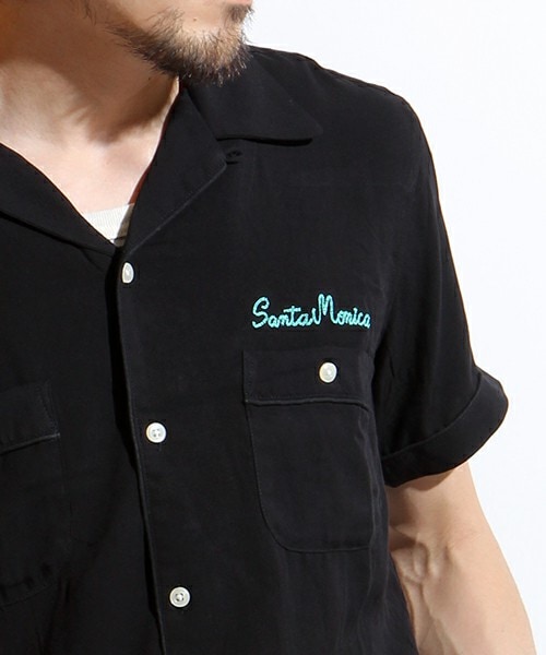 FREAK'S STORE ヒョウ柄　レーヨン シャツ ボーリングシャツ　黒　M FREAK'S STORE（フリークスストア）の「レーヨンボーリング