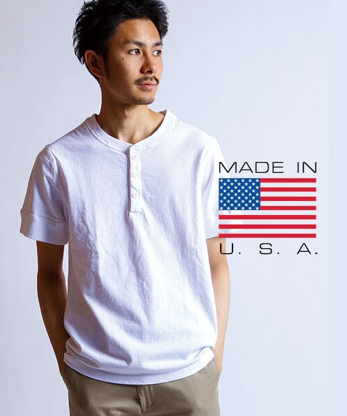 FREAK'S AMERICA（フリークスアメリカ）の「【MADE IN USA】アメリカ ショートスリーブヘンリーネックTシャツ（その他・メンズ・ホワイト/ブラック/レモンイエロー/ターコイズブルー/ブルー・S/M/L）」の15枚目の写真