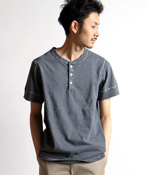 FREAK'S AMERICA（フリークスアメリカ）の「【MADE IN USA】アメリカ ショートスリーブヘンリーネックTシャツ（その他・メンズ・ホワイト/ブラック/レモンイエロー/ターコイズブルー/ブルー・S/M/L）」の2枚目の写真