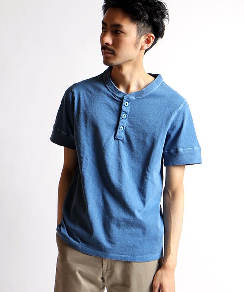 FREAK'S AMERICA（フリークスアメリカ）の「【MADE IN USA】アメリカ ショートスリーブヘンリーネックTシャツ（その他・メンズ・ホワイト/ブラック/レモンイエロー/ターコイズブルー/ブルー・S/M/L）」の4枚目の写真