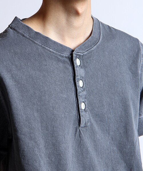 FREAK'S AMERICA（フリークスアメリカ）の「【MADE IN USA】アメリカ ショートスリーブヘンリーネックTシャツ（その他・メンズ・ホワイト/ブラック/レモンイエロー/ターコイズブルー/ブルー・S/M/L）」の6枚目の写真