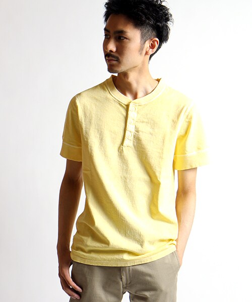 FREAK'S AMERICA（フリークスアメリカ）の「【MADE IN USA】アメリカ ショートスリーブヘンリーネックTシャツ（その他・メンズ・ホワイト/ブラック/レモンイエロー/ターコイズブルー/ブルー・S/M/L）」の5枚目の写真