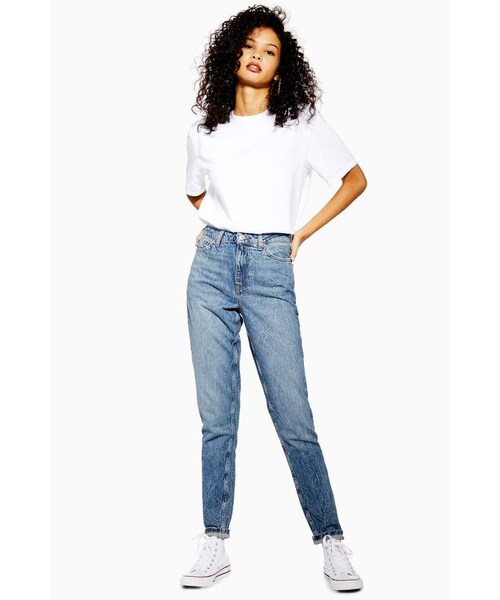 TOPSHOP（トップショップ）の「Topshop Mid Blue Marble Mom Jeans