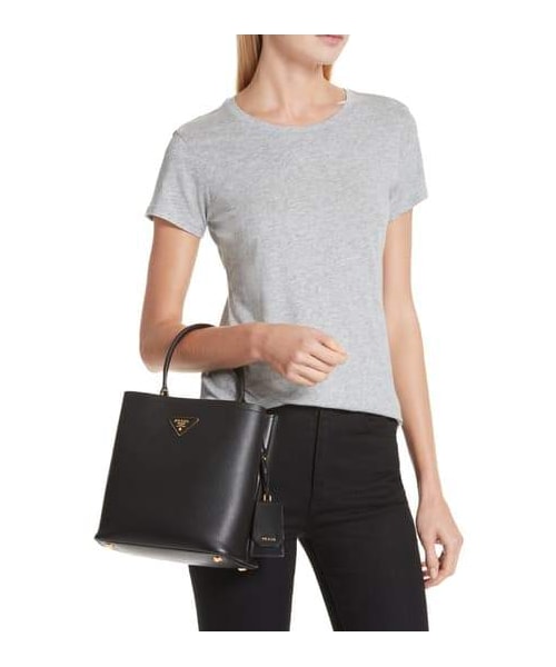 PRADA（プラダ）の「Prada Double Bucket Bag（ショルダーバッグ・レディース・Black/White・One Size）」の4枚目の写真