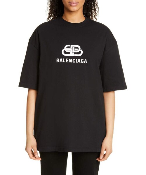 BALENCIAGA バレンシアガ  BBロゴ　ブラック　レッドロゴ　Tシャツ
