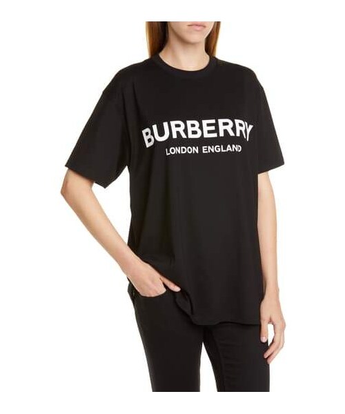 【BURBERRY】ロゴプリントTシャツ CARRICK Burberry Carrick Logo-Print Cotton-Jersey T-shirt Pink - US