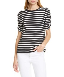 kate spade new york | Kate Spade New York Sailing Stripe Ruched Sleeve Tee (Tシャツ/カットソー)