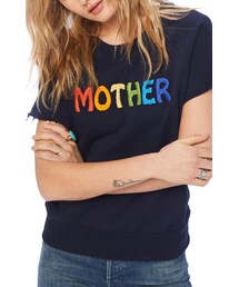 MOTHER The Raw Sleeve Embroidered Square Cotton Tee