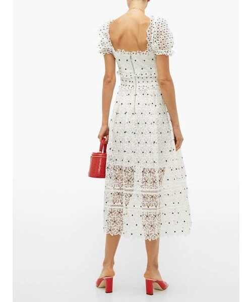 self portrait hibiscus guipure dress