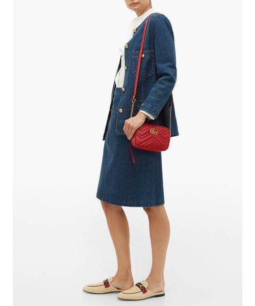 GUCCI(グッチ)の「Gucci - Gg Marmont Mini Quilted Leather Cross Body Bag - Womens - Red(ショルダーバッグ・レディース・Red・One Size)」の5枚目の写真