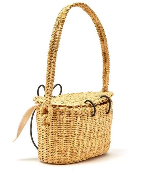 MUUN(ムーニュ)の「Muuñ Muun - Jeanne Mini Woven Straw Bucket Bag - Womens - Cream(ショルダーバッグ・レディース・White・One Size)」の4枚目の写真