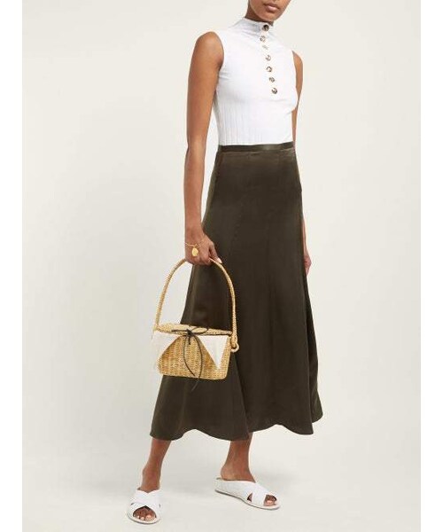 MUUN(ムーニュ)の「Muuñ Muun - Jeanne Mini Woven Straw Bucket Bag - Womens - Cream(ショルダーバッグ・レディース・White・One Size)」の3枚目の写真