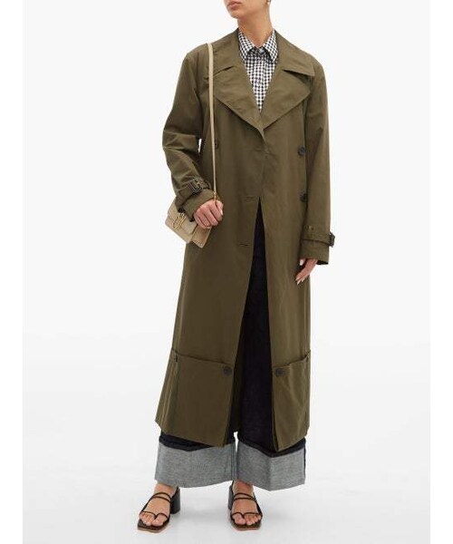 JW Anderson（ジェイダブリューアンダーソン）の「Jw Anderson - Extendable Hem Cotton Trench Coat - Womens - Green（ジャケット/アウター・レディース・Green・6 Uk/8 Uk/10 Uk/14 Uk）」の5枚目の写真