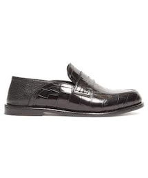LOEWE | Loewe - Collapsible Crocodile Effect Leather Loafers - Womens - Black(シューズ)