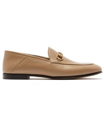 Gucci - Brixton Collapsible Heel Leather Loafers - Womens - Beige