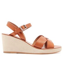 A.P.C. A.p.c. - Judith Leather And Suede Wedge Sandals - Womens - Tan