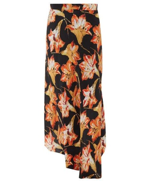 Raey（）の「Raey Lily Print Dip Hem Silk Midi Slip Skirt Womens Red