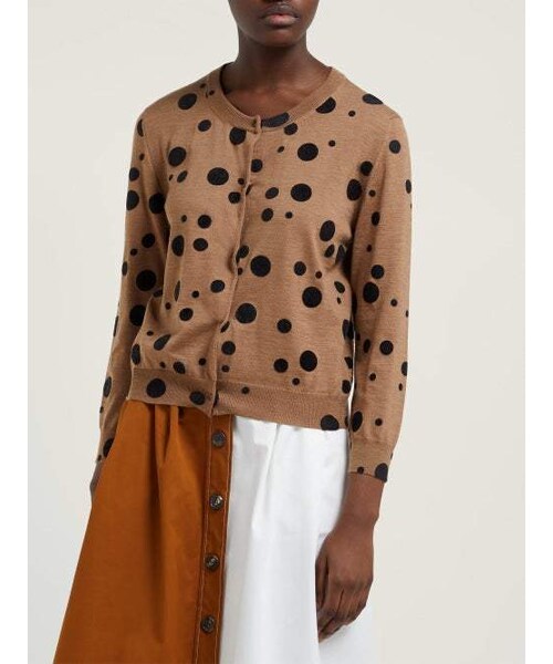 ISA ARFEN(イサ アフェン)の「Isa Arfen - Flocked Polka Dot Wool Cardigan - Womens - Camel(カーディガン/ボレロ・レディース・Brown・6 Uk/8 Uk/12 Uk)」の2枚目の写真