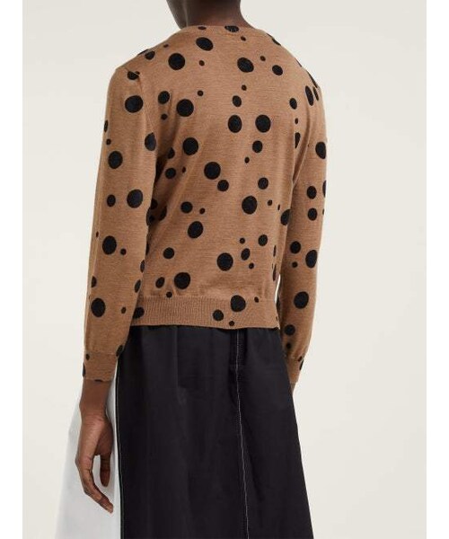 ISA ARFEN(イサ アフェン)の「Isa Arfen - Flocked Polka Dot Wool Cardigan - Womens - Camel(カーディガン/ボレロ・レディース・Brown・6 Uk/8 Uk/12 Uk)」の3枚目の写真