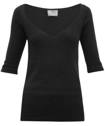 Prada - V Neck Cashmere Blend Sweater - Womens - Black