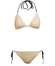 Missoni Mare - Metallic Knit Mesh Triangle Bikini - Womens - Gold